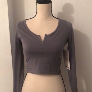 Cropped Henley Long Sleeve